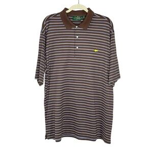 Amen Corner Masters Brown and blue striped golf polo shirt size XL